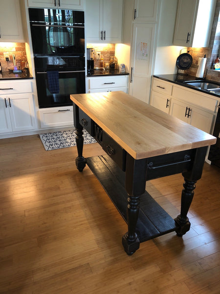 The Monogrammed Butcher Block Kitchen Island