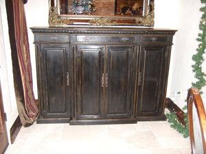 Barrymore Cottage Console Buffet by Arcadian Cottage, Phoenix, Arizona. Handmade and painted with distressed black milk paint.  Makes a great dining area buffet.