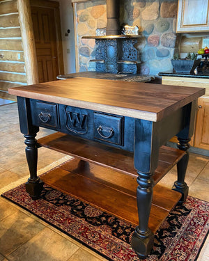 The Monogrammed Butcher Block Kitchen Island