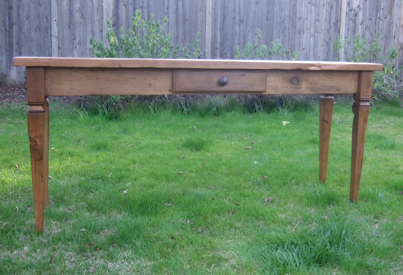 Toulouse Table French Country style console table made with reclaimed barn wood by Arcadian